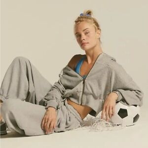 Free People Movement Lowkey Zip-Up Hoodie Heather Gray